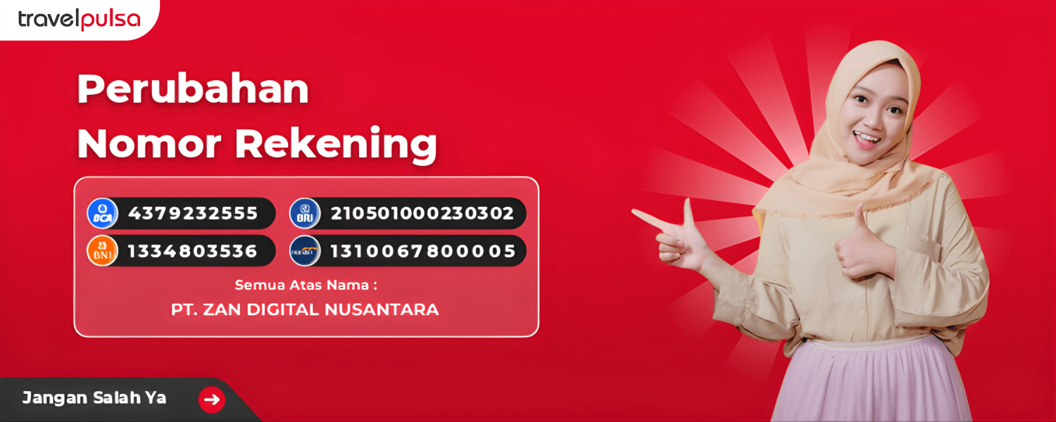Pengumuman Perubahan Nomor Rekening Resmi Travel Pulsa